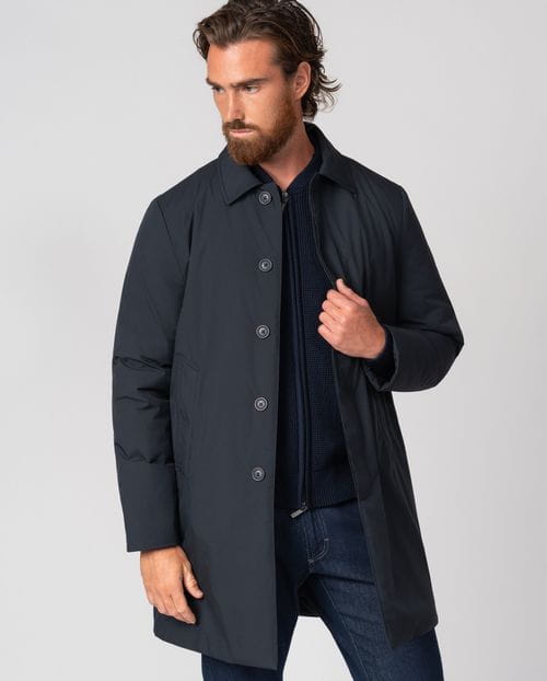 Short ultralight trench in a `down jacket´ style with shirt collar