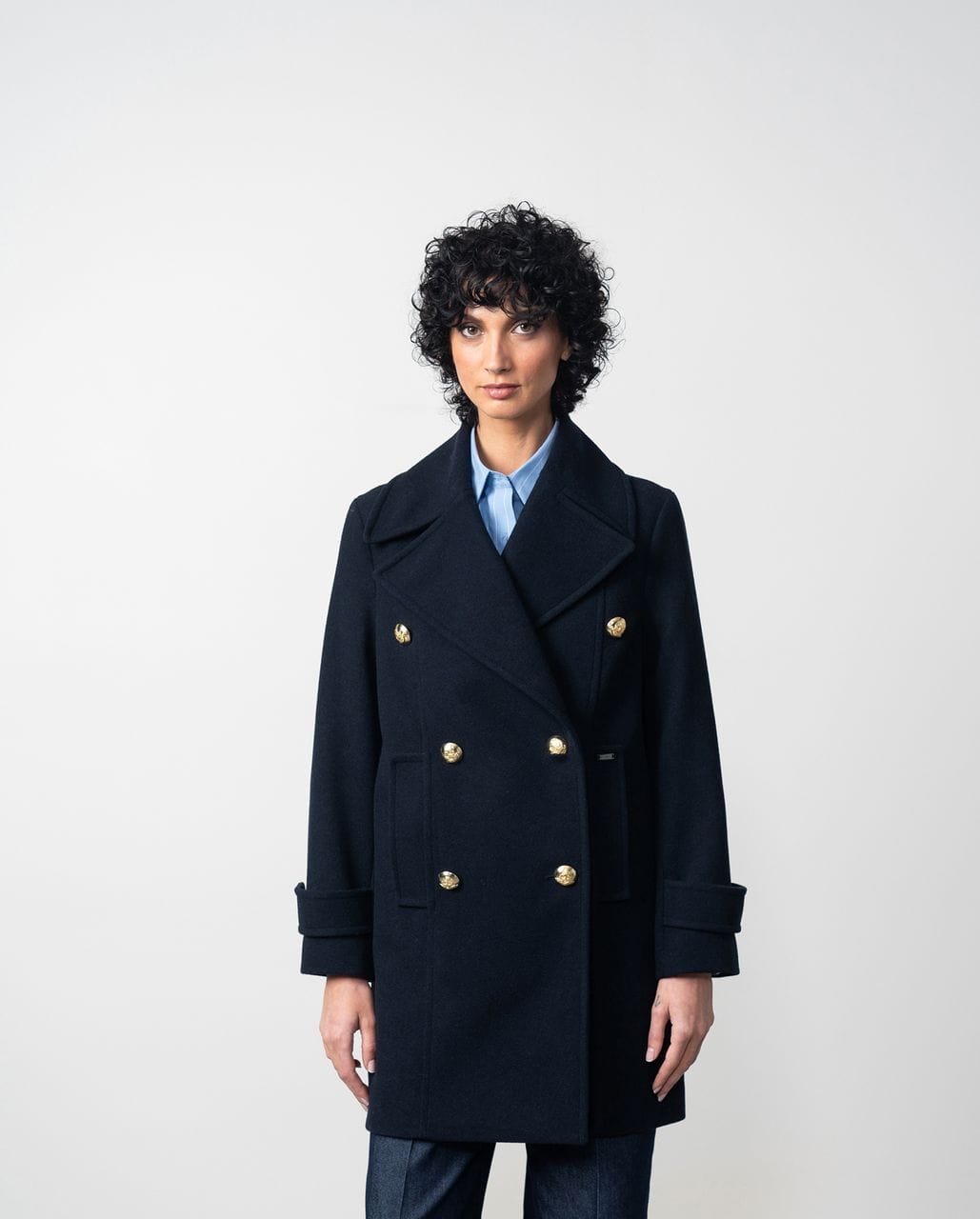 Chaquetón marinero cruzado con botones dorados (36, Marino)