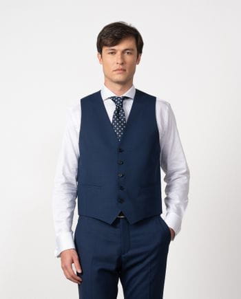 Chaleco liso recto de cinco botones en lana-mezcla