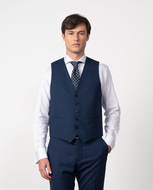 Chaleco liso recto de cinco botones en lana-mezcla