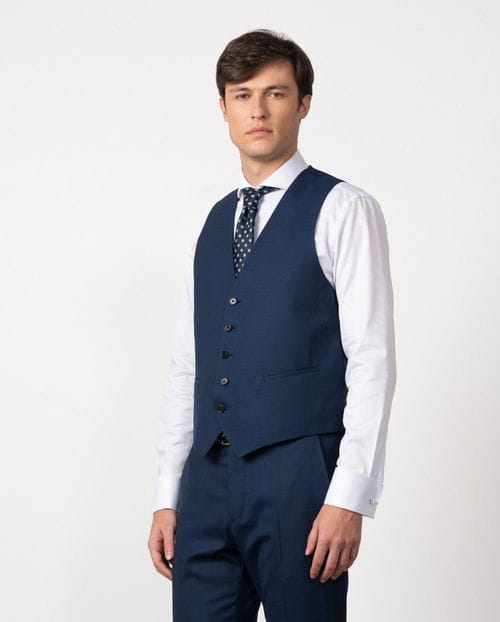 Chaleco liso recto de cinco botones en lana-mezcla