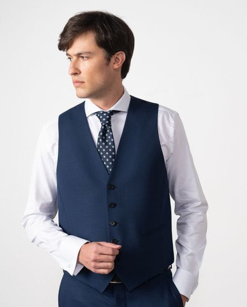 Chaleco liso recto de cinco botones en lana-mezcla