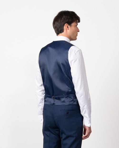 Chaleco liso recto de cinco botones en lana-mezcla