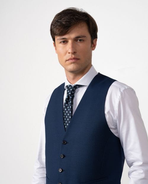 Chaleco liso recto de cinco botones en lana-mezcla