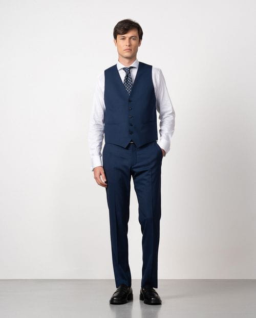 Chaleco liso recto de cinco botones en lana-mezcla