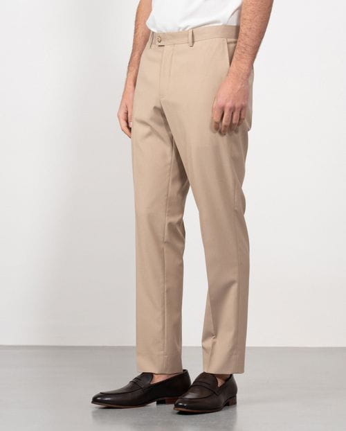 Formal slim fit trousers of two-color elastic microstructure