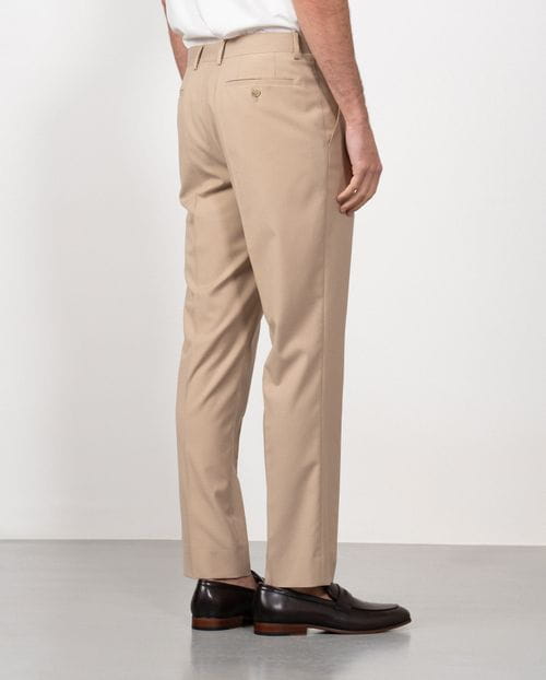 Formal slim fit trousers of two-color elastic microstructure