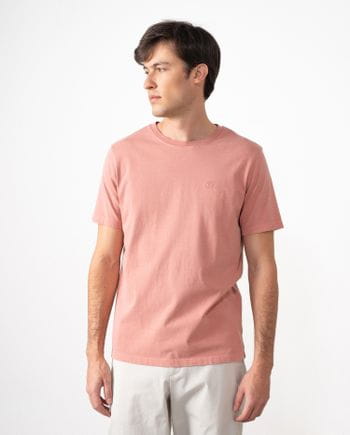 Short sleeved T-shirt in dyed cotton with embroidered Etiem logo