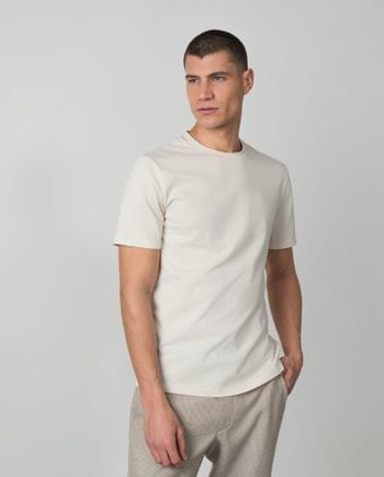 Short sleeved T-shirt in dyed cotton with embroidered Etiem logo