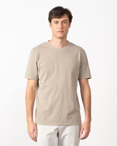 Camiseta de manga corta en algodón tintado con logo Etiem bordado