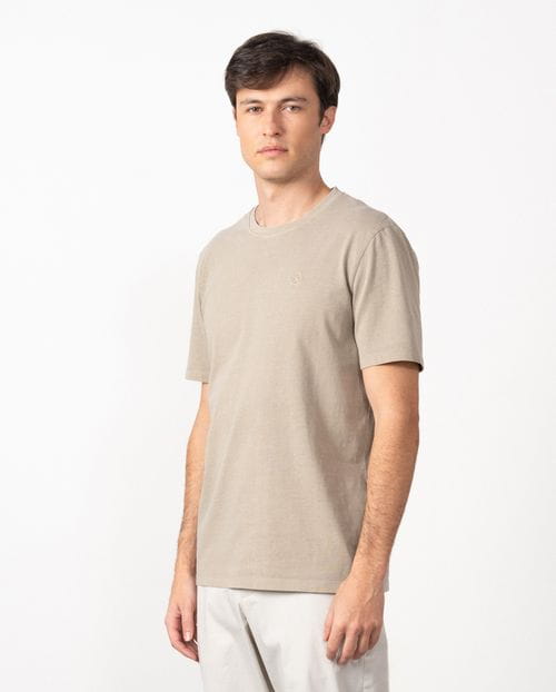 Camiseta de manga corta en algodón tintado con logo Etiem bordado