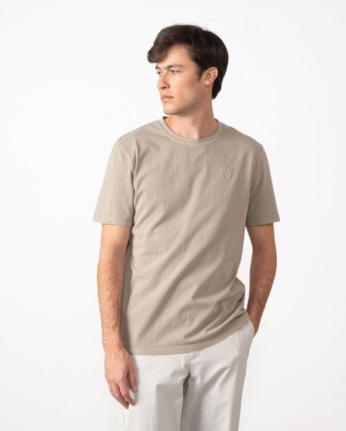 Camiseta de manga corta en algodón tintado con logo Etiem bordado