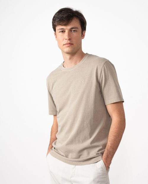 Camiseta de manga corta en algodón tintado con logo Etiem bordado