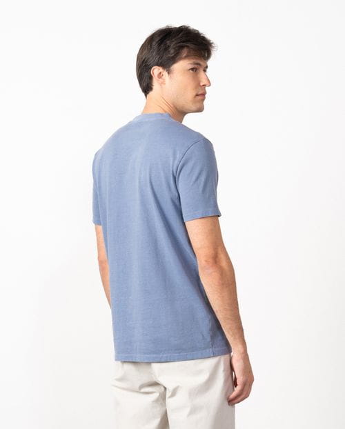 Short sleeved T-shirt in dyed cotton with embroidered Etiem logo