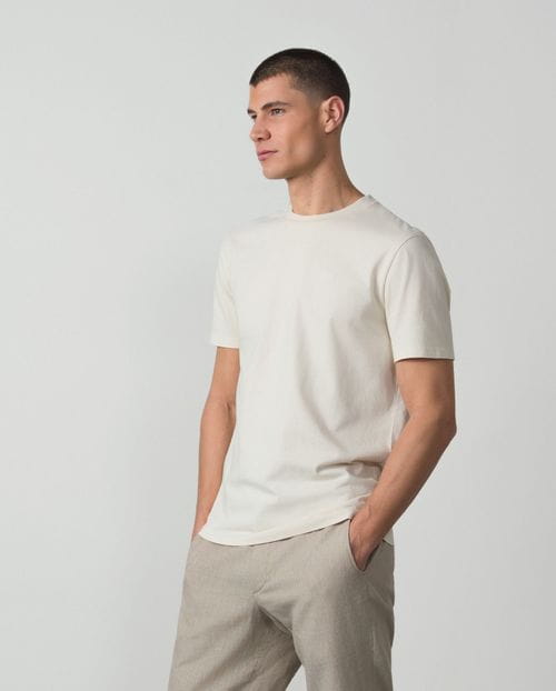 Short sleeved T-shirt in dyed cotton with embroidered Etiem logo