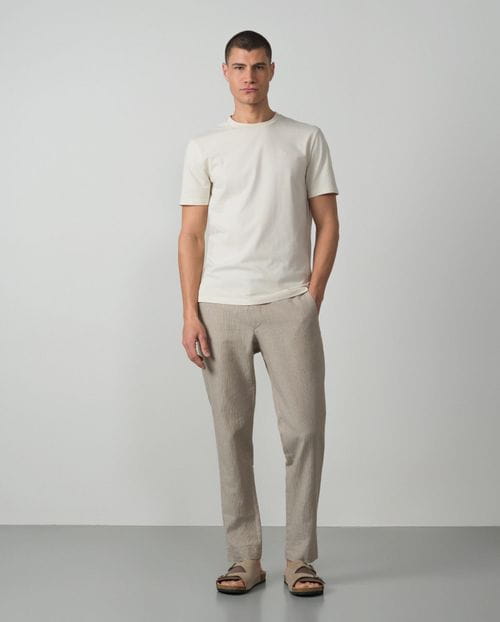 Short sleeved T-shirt in dyed cotton with embroidered Etiem logo