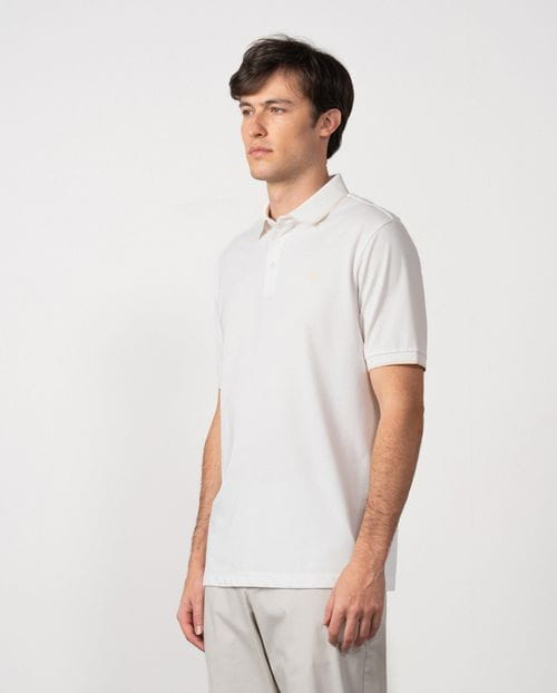 Short sleeved polo shirt in mercerised cotton fabric