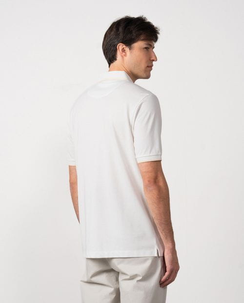 Short sleeved polo shirt in mercerised cotton fabric