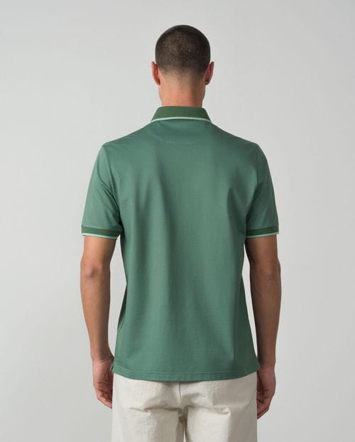 Short sleeved polo shirt in mercerised cotton fabric