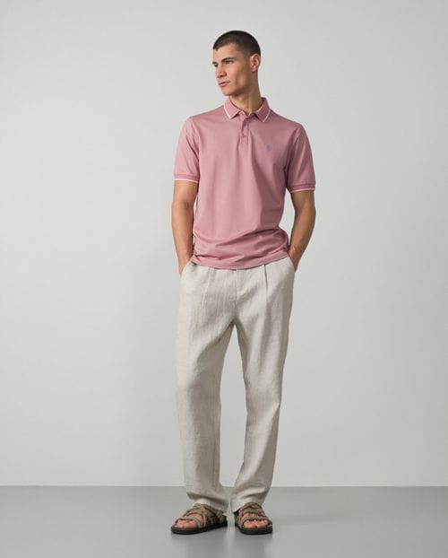 Polo de manga corta en estructura de algodón mercerizado