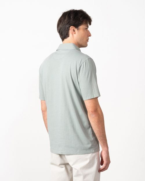 Polo de manga corta en punto circular delavado