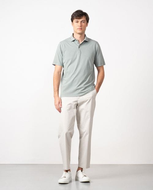 Polo de manga corta en punto circular delavado