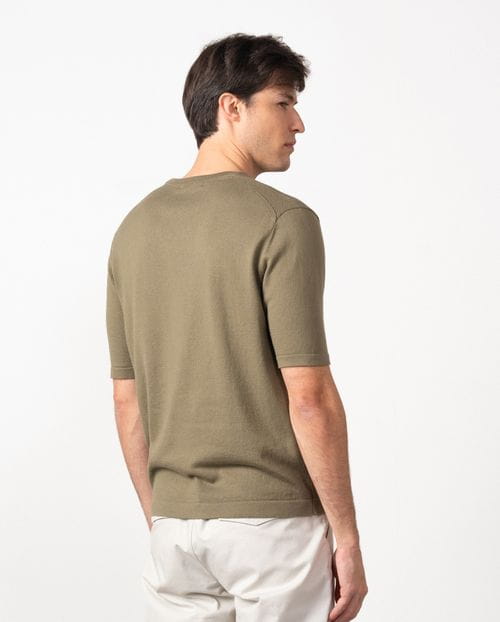 Jersey de cuello caja en punto tricotado liso y manga corta