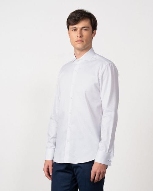 Formal slim shirt of cotton micropattrern