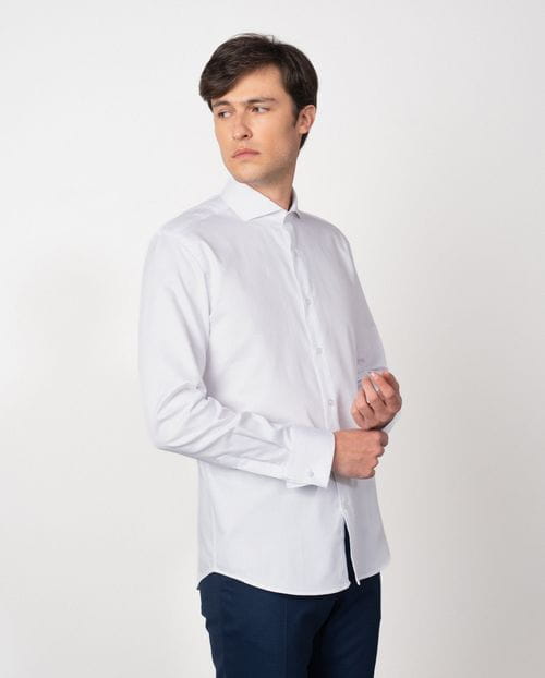 Formal slim shirt of cotton micropattrern