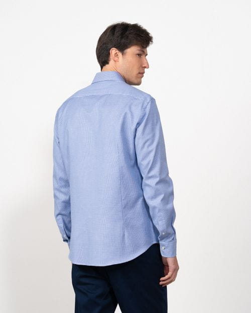 Camisa semivestir slim fit en cuadrito de algodón