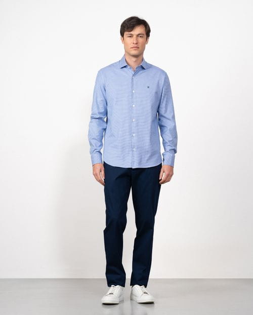 Camisa semivestir slim fit en cuadrito de algodón