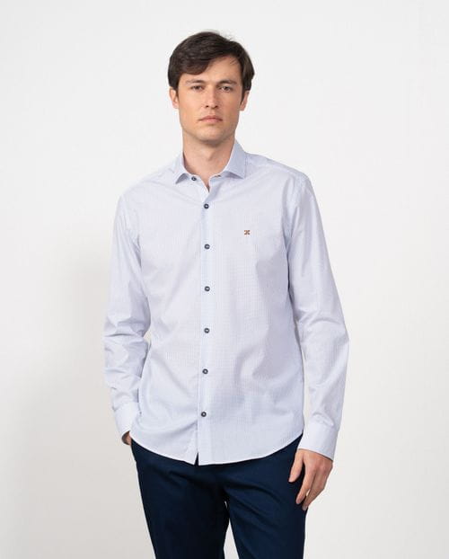 Slim fit semi-formal shirt of microprint cotton
