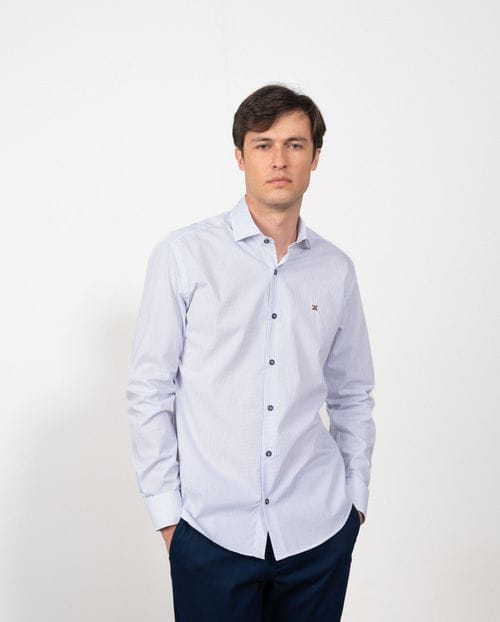 Slim fit semi-formal shirt of microprint cotton