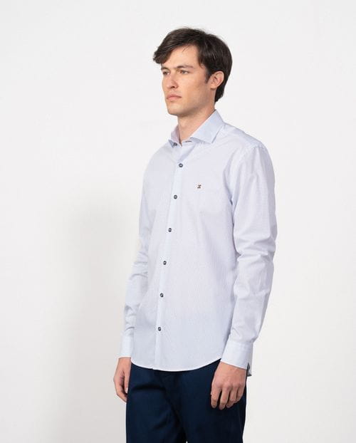 Slim fit semi-formal shirt of microprint cotton