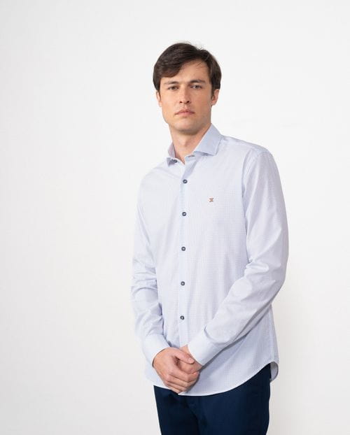 Slim fit semi-formal shirt of microprint cotton