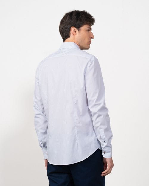 Slim fit semi-formal shirt of microprint cotton