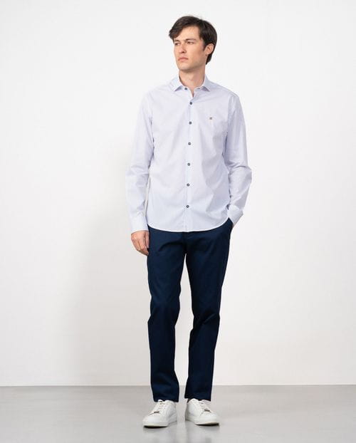 Slim fit semi-formal shirt of microprint cotton