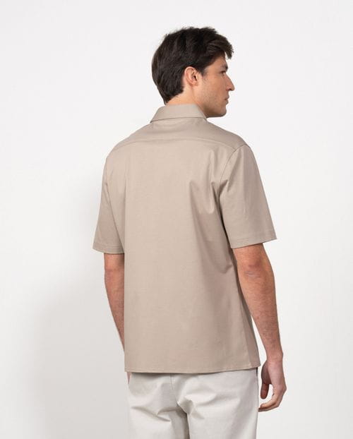 Camisa de punto liso de algodón mercerizado en manga corta