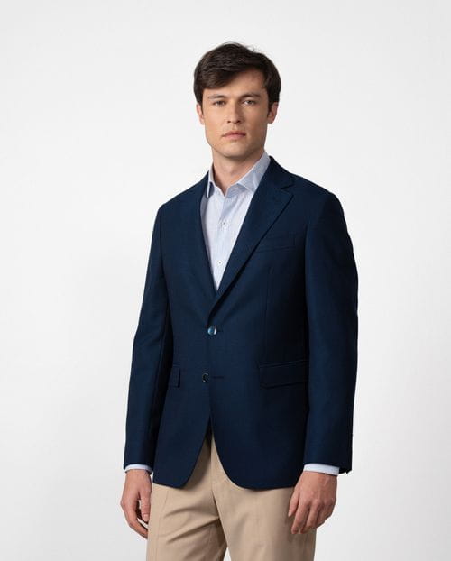 Regular fit unstructured jacket of bicolor structure wool