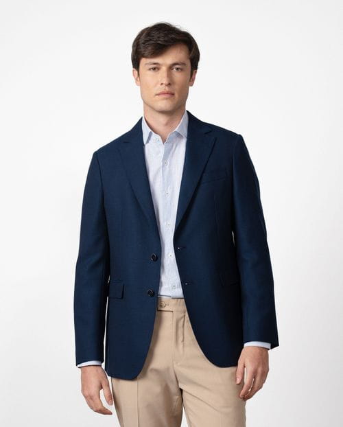 Regular fit unstructured jacket of bicolor structure wool