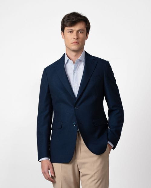 Regular fit unstructured jacket of bicolor structure wool