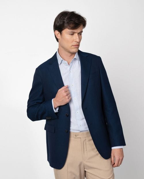 Regular fit unstructured jacket of bicolor structure wool