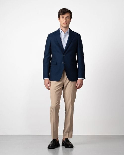 Regular fit unstructured jacket of bicolor structure wool