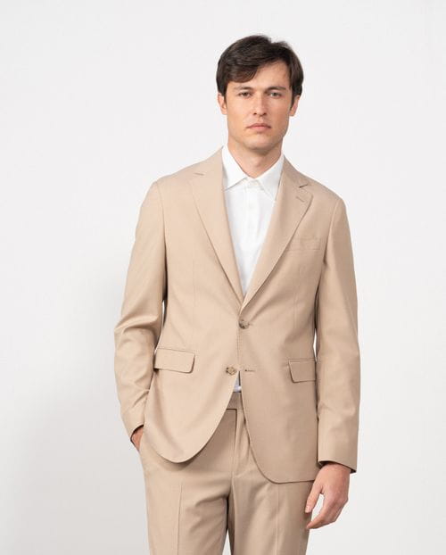 Americana desestructurada regular fit en microdibujo bicolor de tejido elástico