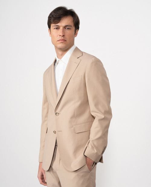 Americana desestructurada regular fit en microdibujo bicolor de tejido elástico