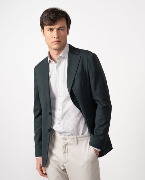 Regular fit unstructured jacket of elastic bicolor microstructure