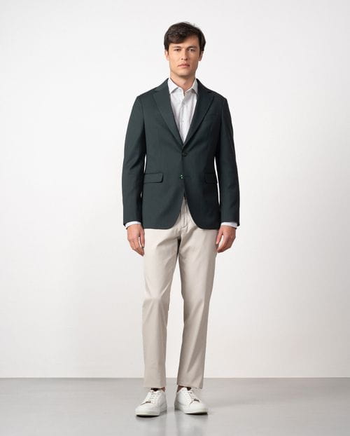 Regular fit unstructured jacket of elastic bicolor microstructure