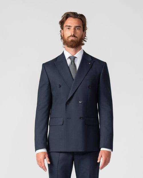 Crossed slim fit suit of elastic two toned microstructure