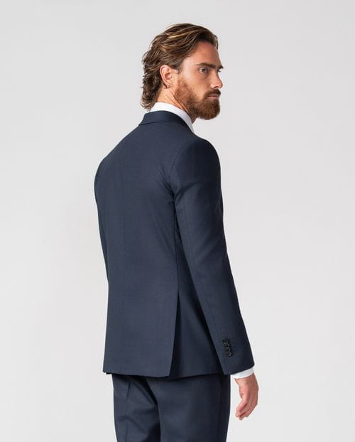 Crossed slim fit suit of elastic two toned microstructure