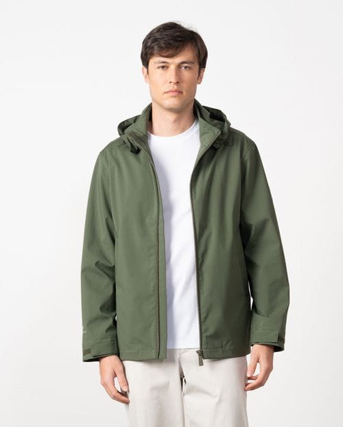 Cazadora de capucha desmontable en tejido de doble capa